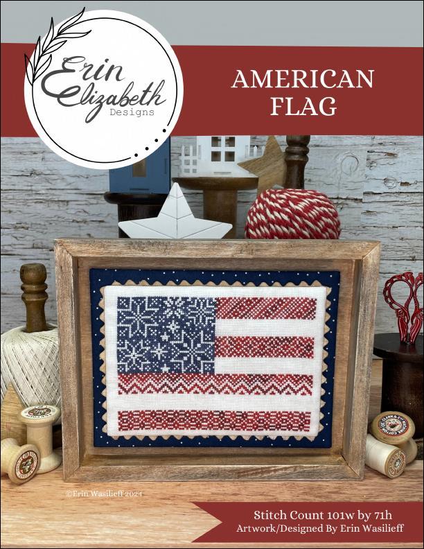 American Flag by Erin Elizabeth Designs Cross Stitch Pattern