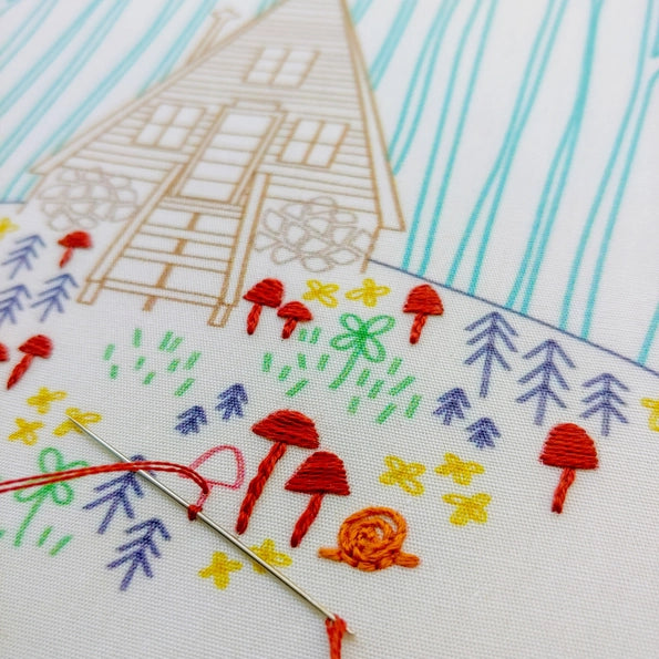 Cozyblue Handmade Embroidery Kit - Cozy Cabin