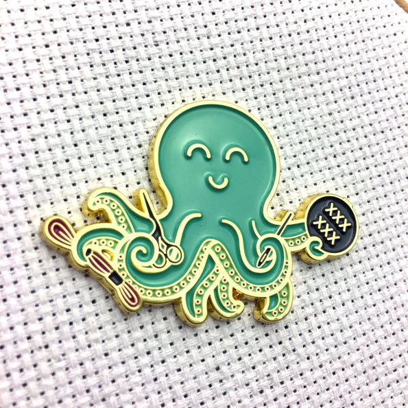 Snarky Crafter Needle Minder - Stitching Octopus Green