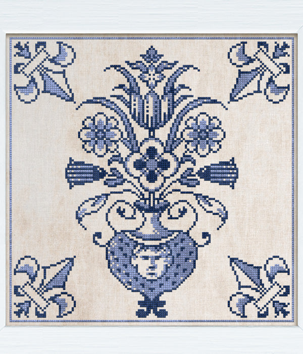 Modern Folk Embroidery -  Delft Tile No. 1 The Vase