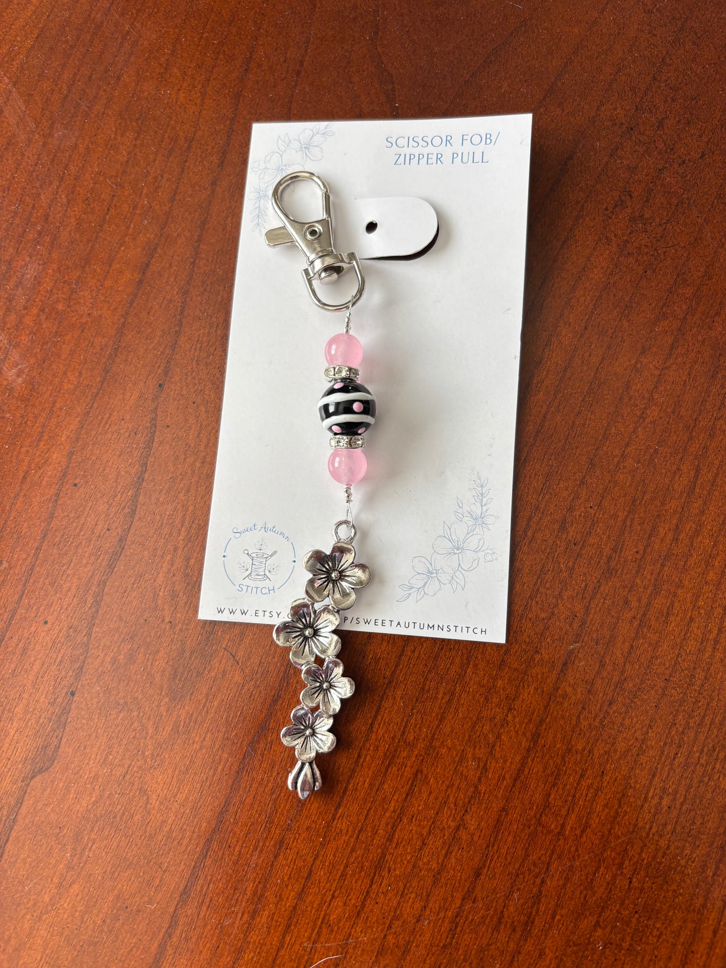 Sweet Autumn Scissor Fob - Pink Floral
