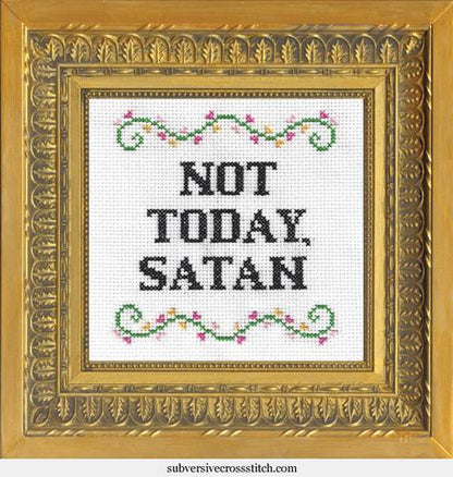 Subversive Cross Stitch Kit - Not Today, Satan