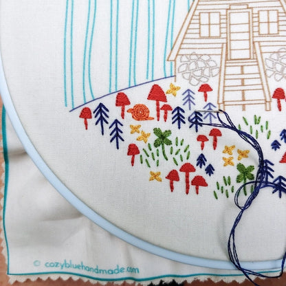 Cozyblue Handmade Embroidery Kit - Cozy Cabin