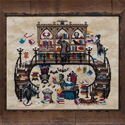 Lola Crow Cross Stitch - The Haunted Library