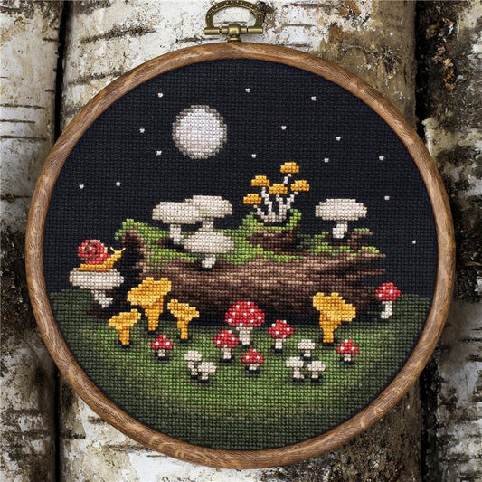 Lola Crow Cross Stitch - Moonlight Mushrooms